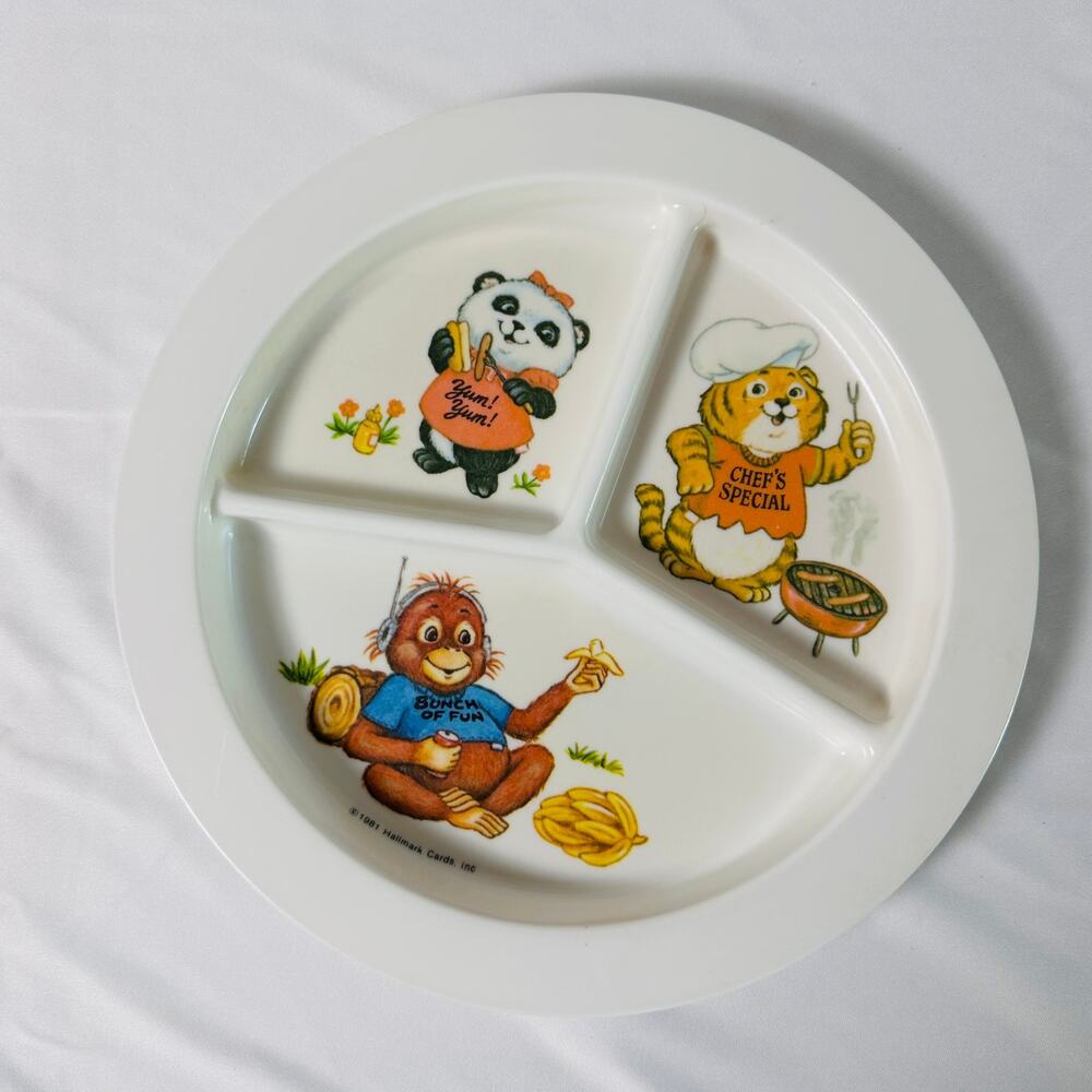Vintage 1981 Hallmark Shirt Tales Melamine Divided Children's Plate